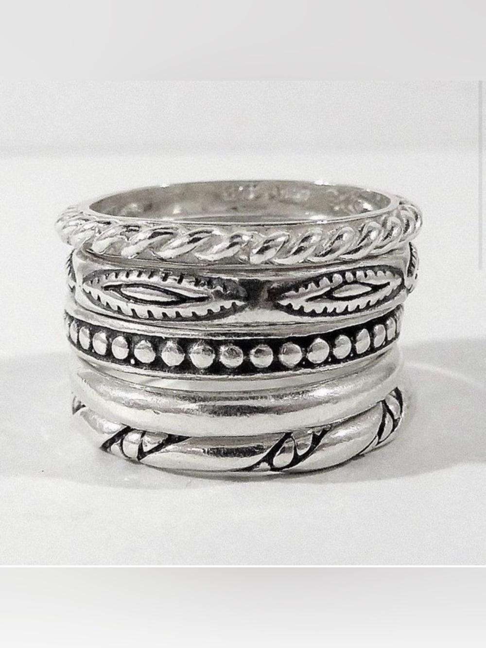 Silpada Sterling Silver Textured Stackable Band Ring Set of 5